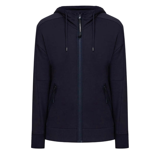 Cp Company Goggle Full Zip Hoodie In Navy