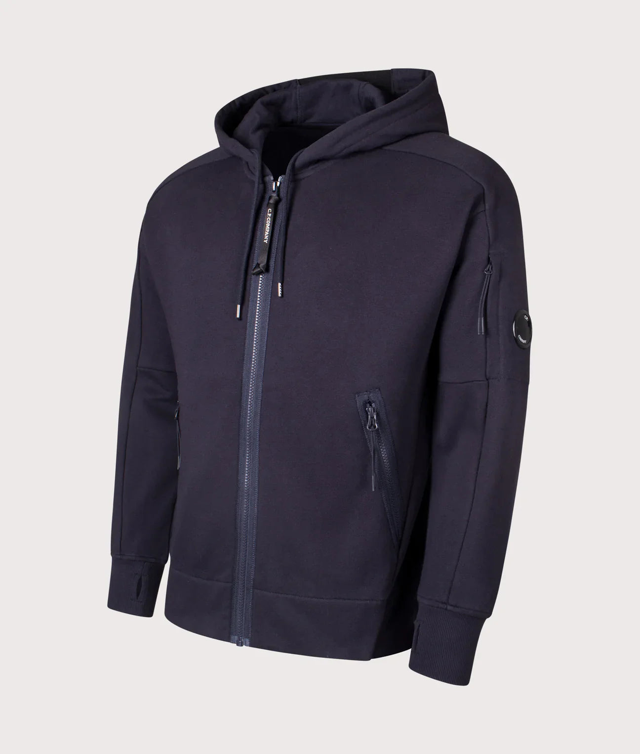 Cp Company 025A Diagonal Raised Lens Full Zip Hoodie In Navy