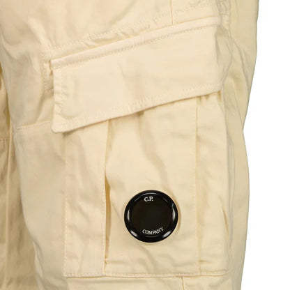 Cp Company 116A Satin Stretch Cargo Shorts In Pistachio Shell