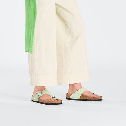 Women's Gizeh Big Buckle Nubuck Leather Faded Lime Regular/Wide