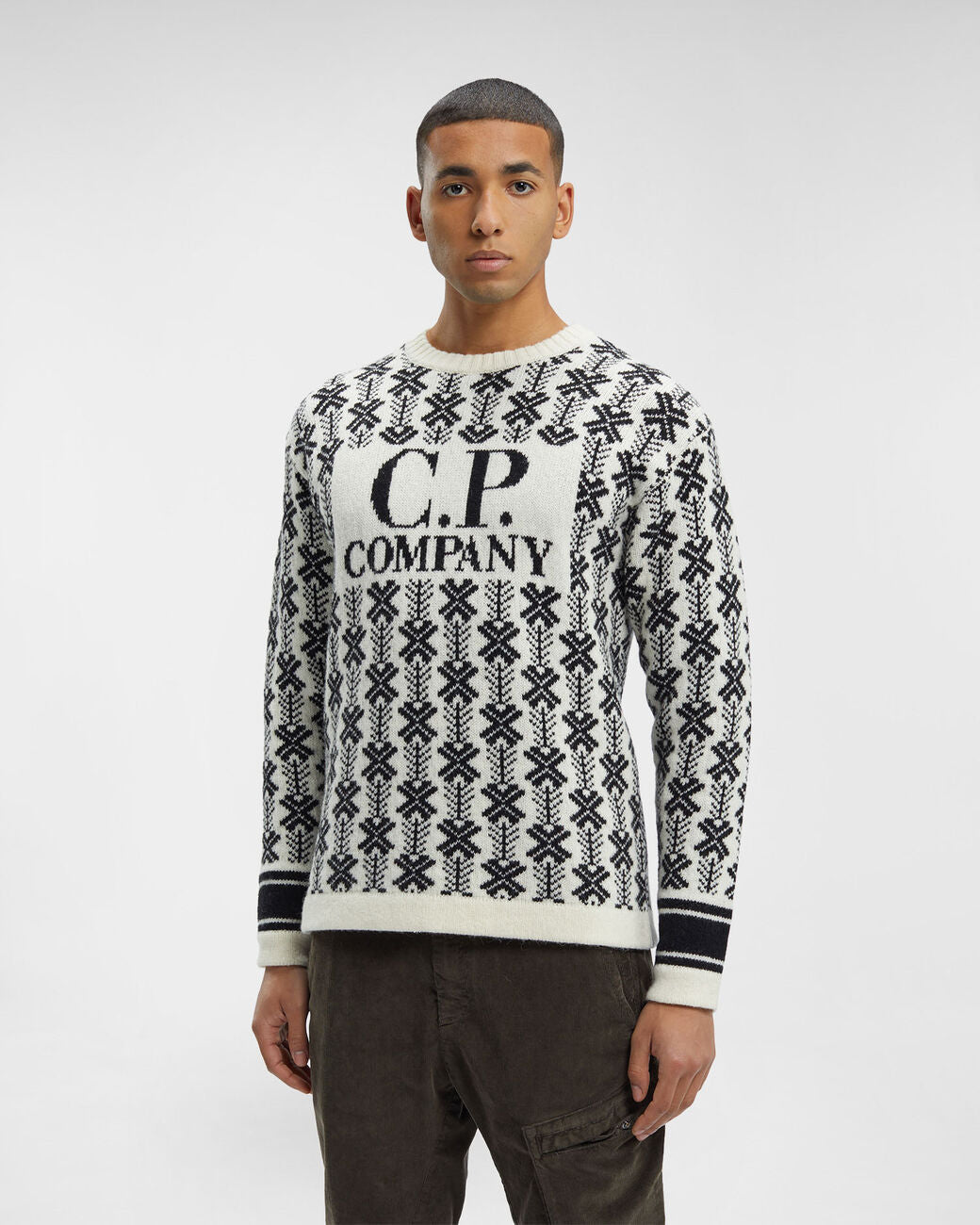 Wool Jacquard Logo Knit Var.01 - White
