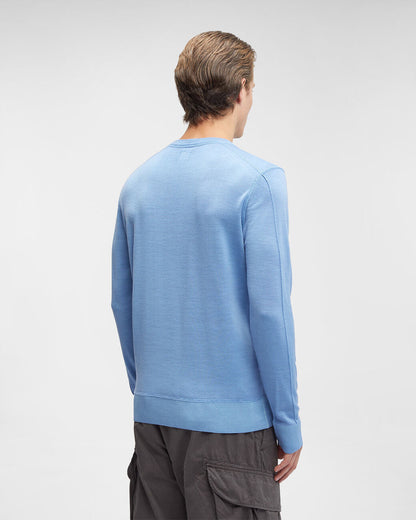 Merino Wool Plain Jumper Riviera Blue