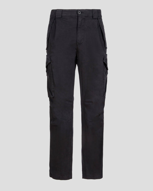 Stretch Sateen Pants Loose Fit Black