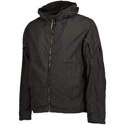 Cp Company Flatt Nylon Reversible Hooded Lens Jacket In Black