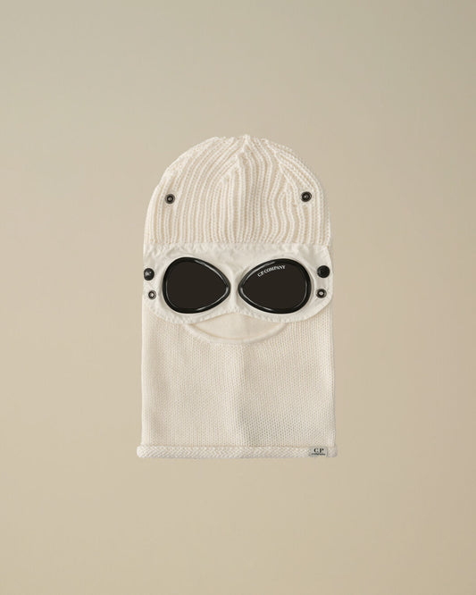 Extra Fine Merino Wool Goggle Balaclava Gauze White