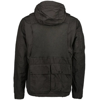 Cp Company Flatt Nylon Reversible Hooded Lens Jacket In Black