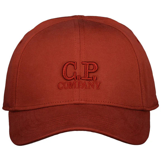 Cp Company Gabardine Logo Cap In Red