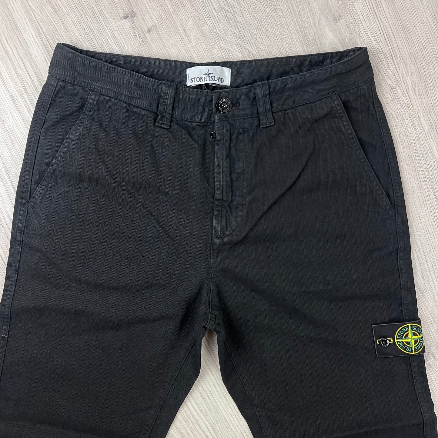 Stone Island Herringbone Trousers - Black