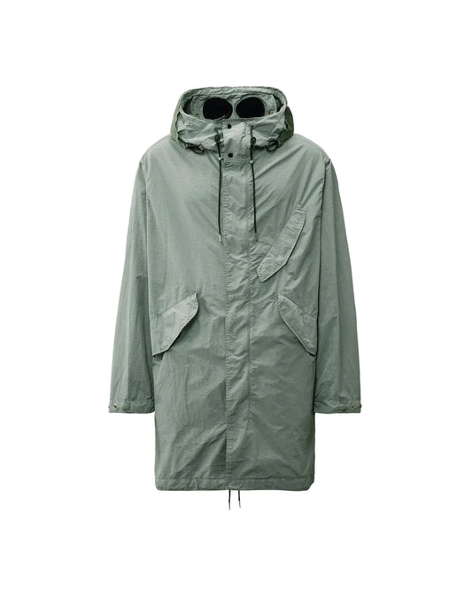 Cp Company Flatt Nylon Fishtail Goggle Parka Jacket In Stormy Weather