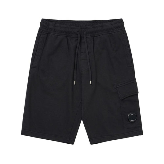 Cp Company 18Cm Light Fleece Lens Fleece Shorts In Black With Certilogo