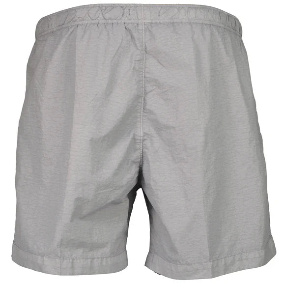 Cp Company Flatt Nylon Pocket Logo Swim Shorts In Limestone With Certilogo