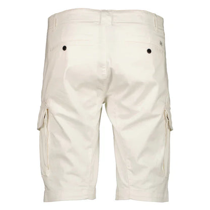 Cp Company 116A Satin Stretch Cargo Shorts In White