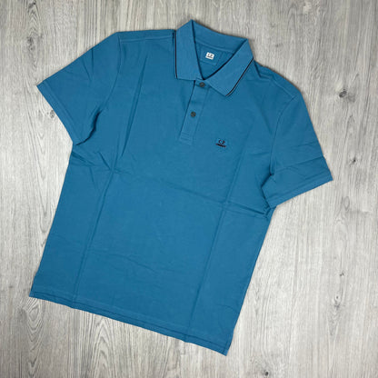 CP Company Piquet Polo Shirt - Aegean Blue