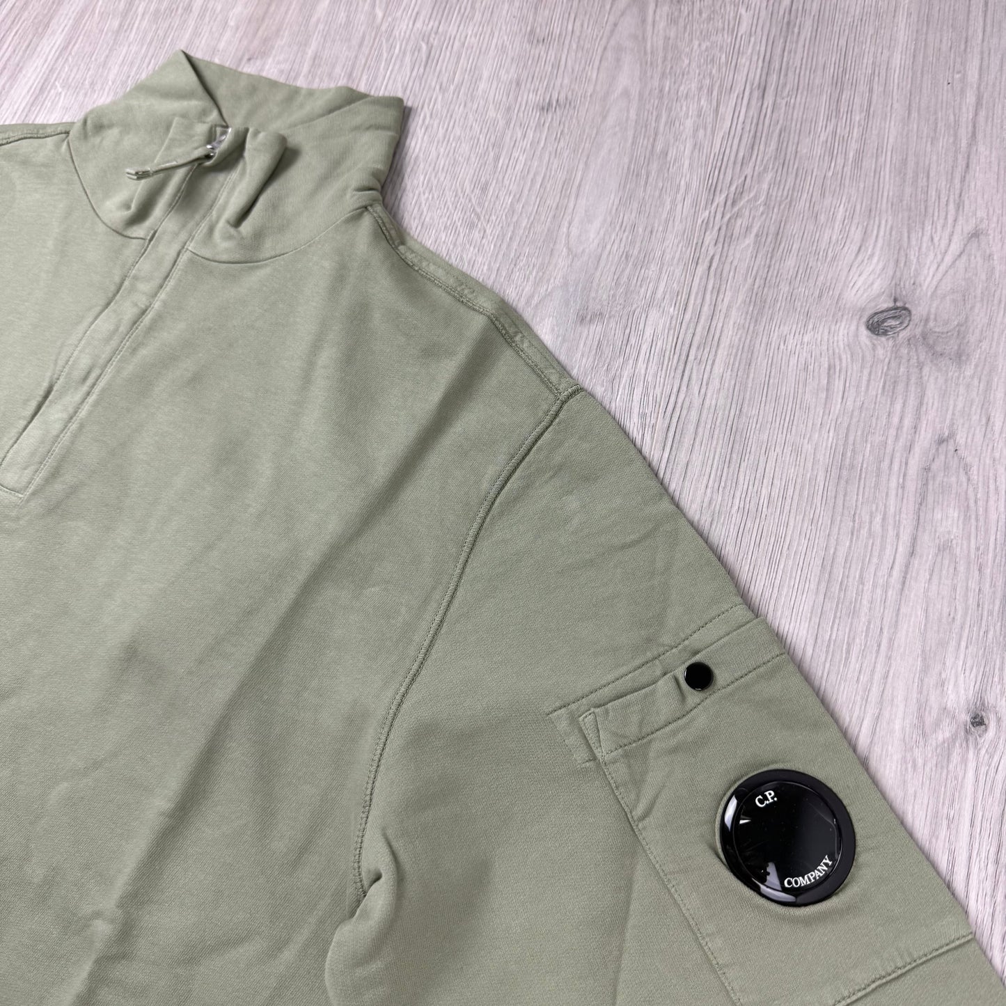 CP Company Light Fleece Zip Sweatshirt - Moss Gray