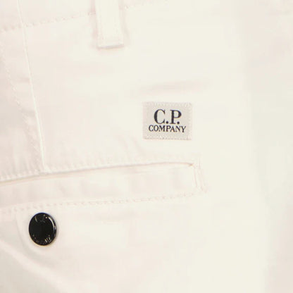 Cp Company 116A Satin Stretch Cargo Shorts In White