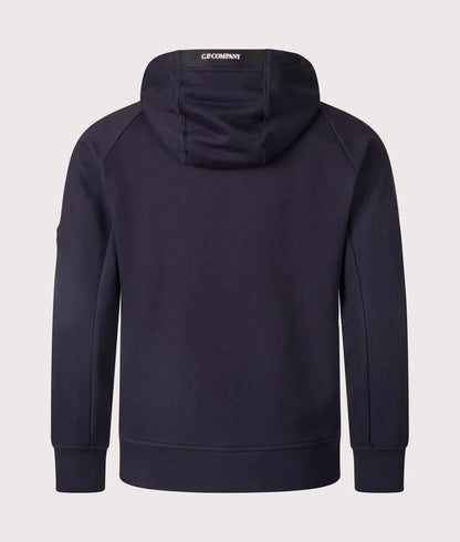 Cp Company 025A Diagonal Raised Lens Full Zip Hoodie In Navy