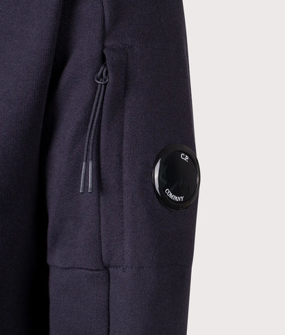 Cp Company 025A Diagonal Raised Lens Full Zip Hoodie In Navy