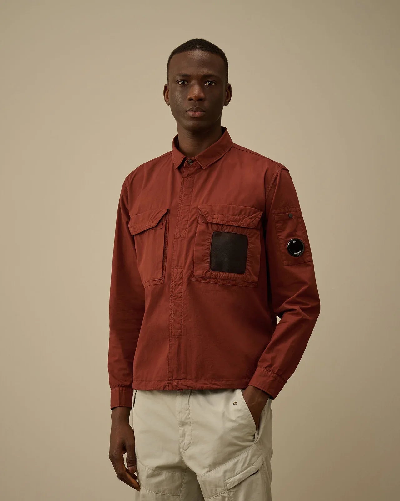 Cp Comapny 142A Organic Cotton Gabardine Overshirt With Certilogo Sable