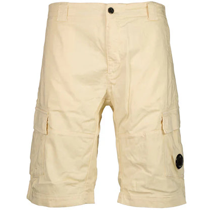Cp Company 116A Satin Stretch Cargo Shorts In Pistachio Shell