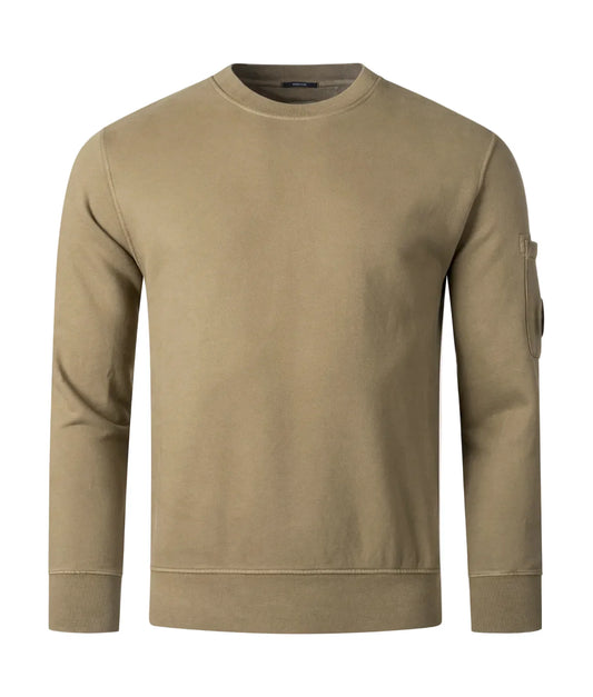 Cp Company Brushed Emerised Resist Dyed Lens Sweatshirt In Walnut Brown