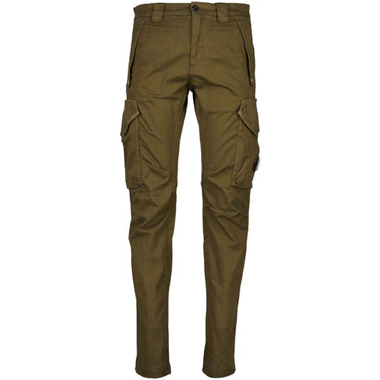 Cp Company 058A Stretch Satin Lens Cargo Pants In Ivy Green