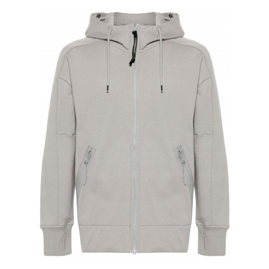 Cp Company Goggle Full Zip Hoodie In Drizzle Grey