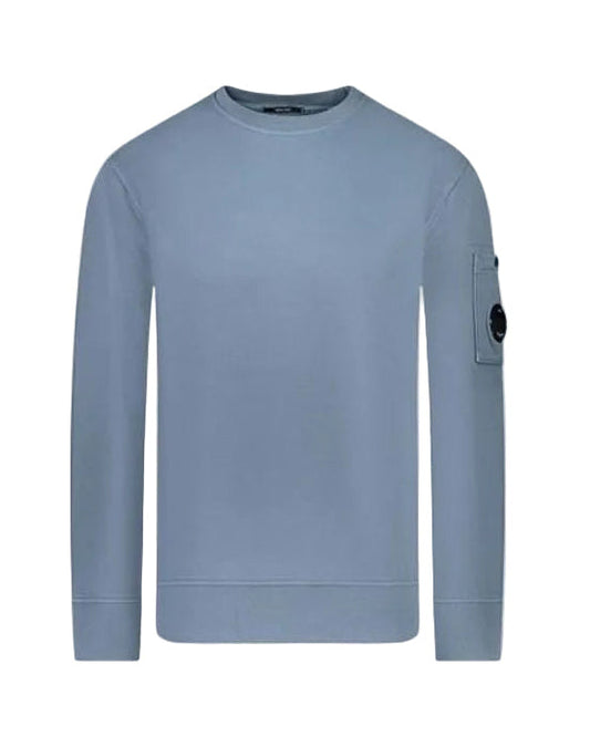 Cp Company Brushed Emerised Resist Dyed Lens Sweatshirt In Flint Stone