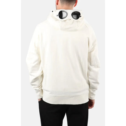 Cp Company Goggle Full Zip Hoodie In White