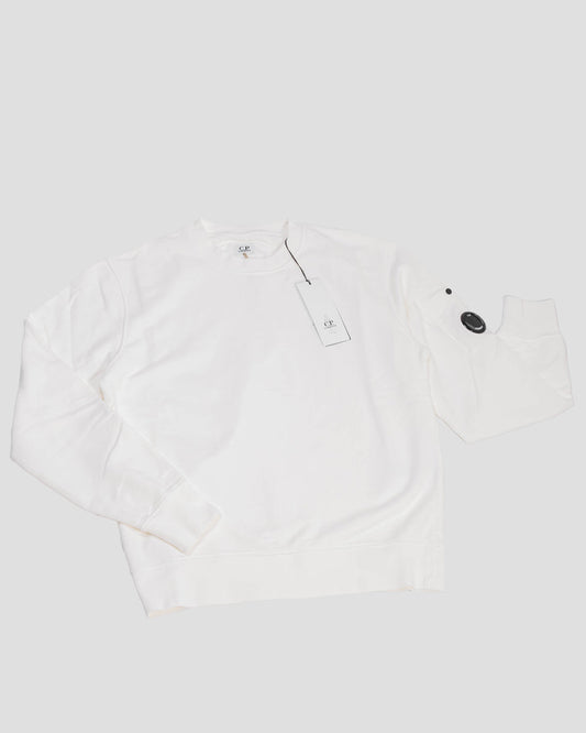Brushed & Emerized Diagonal Fleece Lens Sweatshirt Gauze White