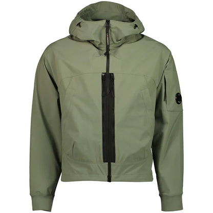 Cp Company Shell-R Hooded Lens Jacket In Agave Green