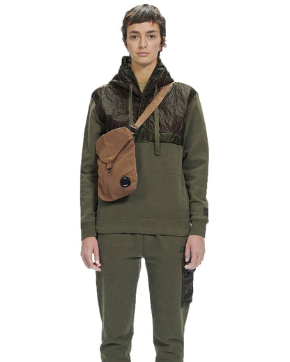 Cp Company Diagonal Fleece Overhead Hoodie In Ivy Green