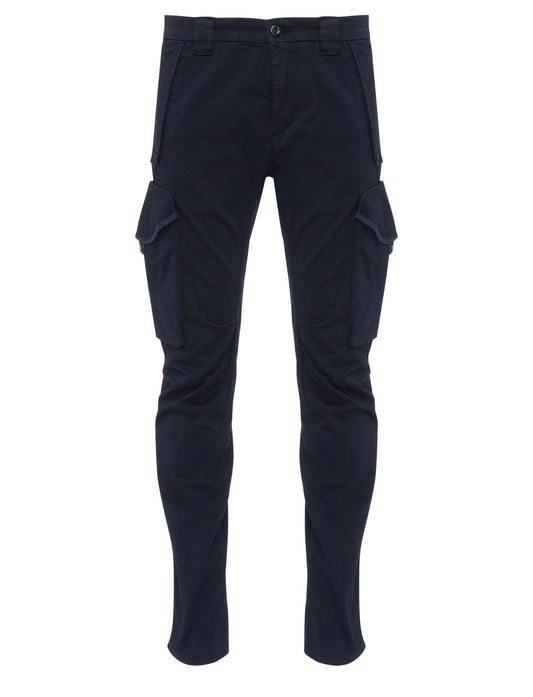 Cp Company 058A Stretch Satin Lens Cargo Pants In Navy