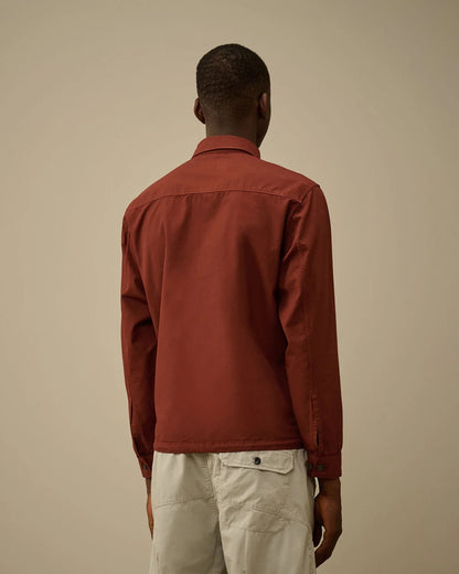 Cp Comapny 142A Organic Cotton Gabardine Overshirt With Certilogo Sable