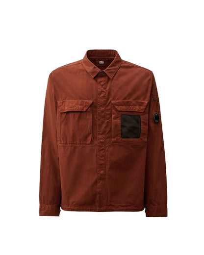 Cp Comapny 142A Organic Cotton Gabardine Overshirt With Certilogo Sable