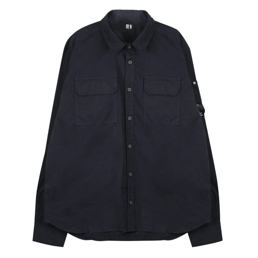 Cp Company Gabardine Lens Button Overshirt In Navy with Certilogo