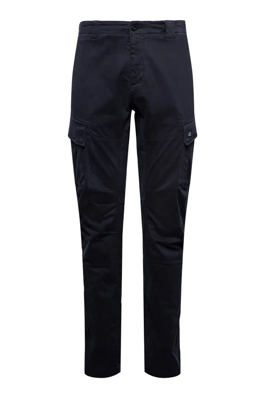 Cp Company 117A Stretch Satin Logo Cargo Pants In Navy