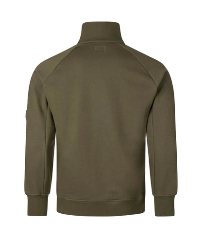 Cp Company 16cm Diagonal Raised Quarter Zip Lens Sweatshirt In Ivy Green