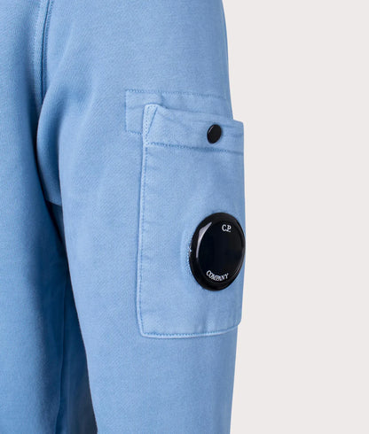 Cp Company Brushed Emerized Resist Dyed Lens Sweatshirt in Riviera Blue
