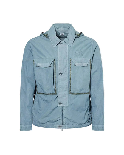 Cp Company 090A Flatt Nylon Goggle Overshirt In Stormy Weather With Certilogo