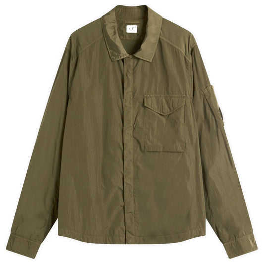 Cp Company 095A Chrome-R Full Zip Overshirt Ivy Green with Certilogo