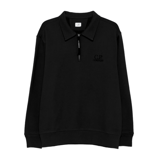 [C.P. Company] Diagonal Raised Fleece Half Zip in Black