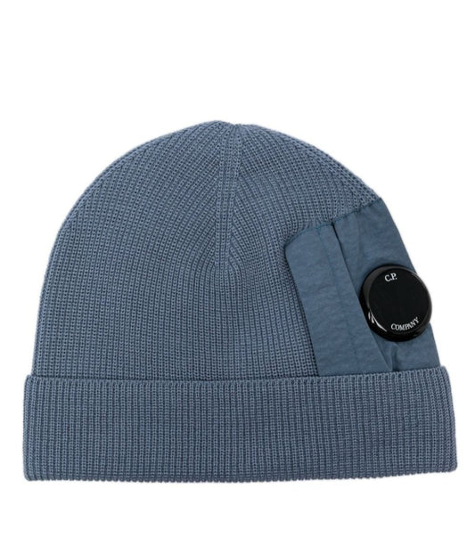 Cp Company Extrafine Merino Wool Mixed Lens Beanie In Flint Stone
