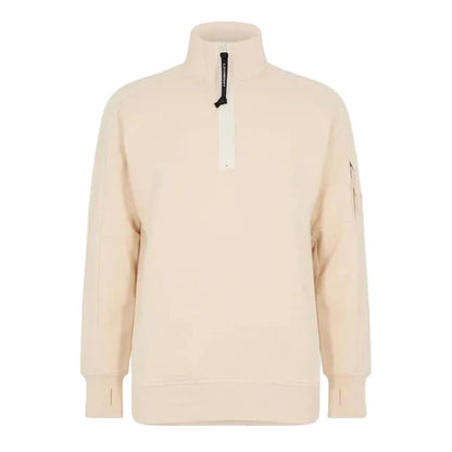 Cp Company 16cm Diagonal Raised Quarter Zip Lens Sweatshirt In Pistachio Shell