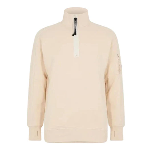 Cp Company 16cm Diagonal Raised Quarter Zip Lens Sweatshirt In Pistachio Shell