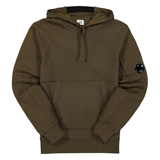 Cp Company 16cm Diagonal Raised Lens Overhead Hoodie In Ivy Green
