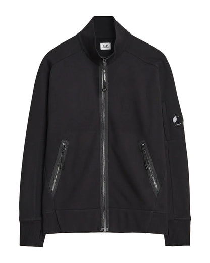 Cp Company Diagonal Raised Lens Full Zip In Black