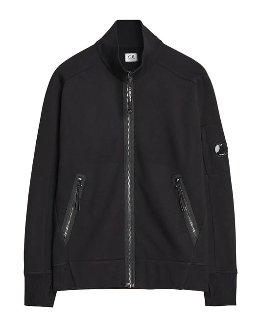 Cp Company Diagonal Raised Lens Full Zip In Black