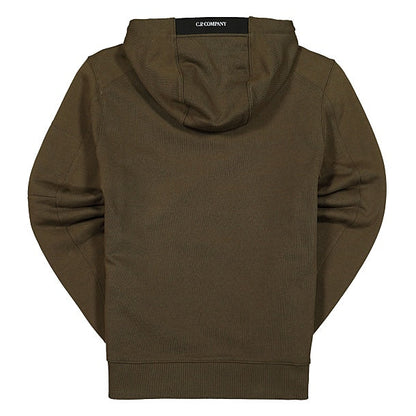 Cp Company 16cm Diagonal Raised Lens Overhead Hoodie In Ivy Green