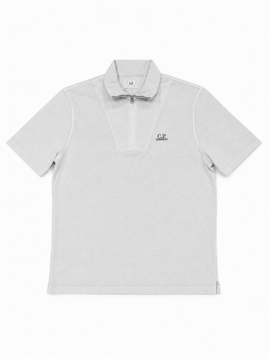 Cp Company 291A Half Zip Polo Shirt In Blue Fox with Certilogo