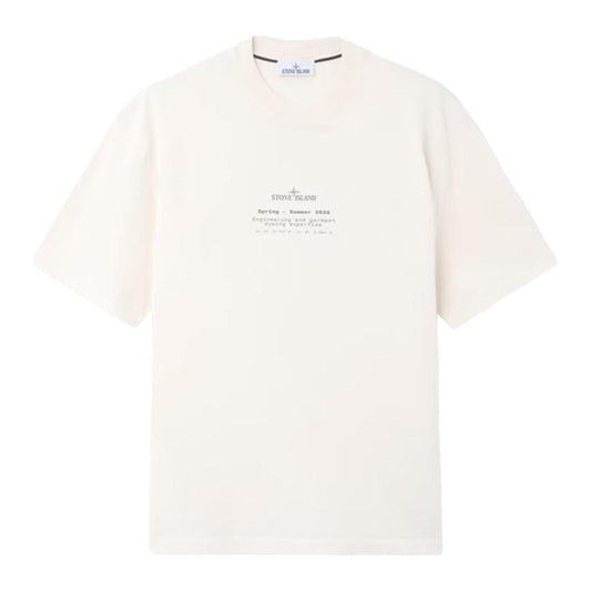[Stone Island] Organic Cotton Jersey 'Stone' Print Garment Dyed T-Shirt